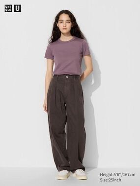 ✨Uniqlo Denim Pleated Brown Sz 27” Pants✨